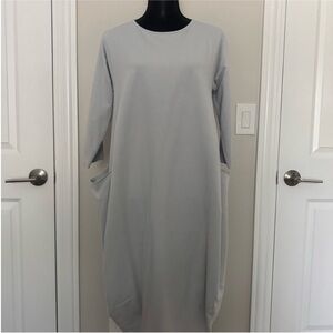 AMICI Light Gray Womens 3/4 Sleeve Relaxed Fit Midi Dress S